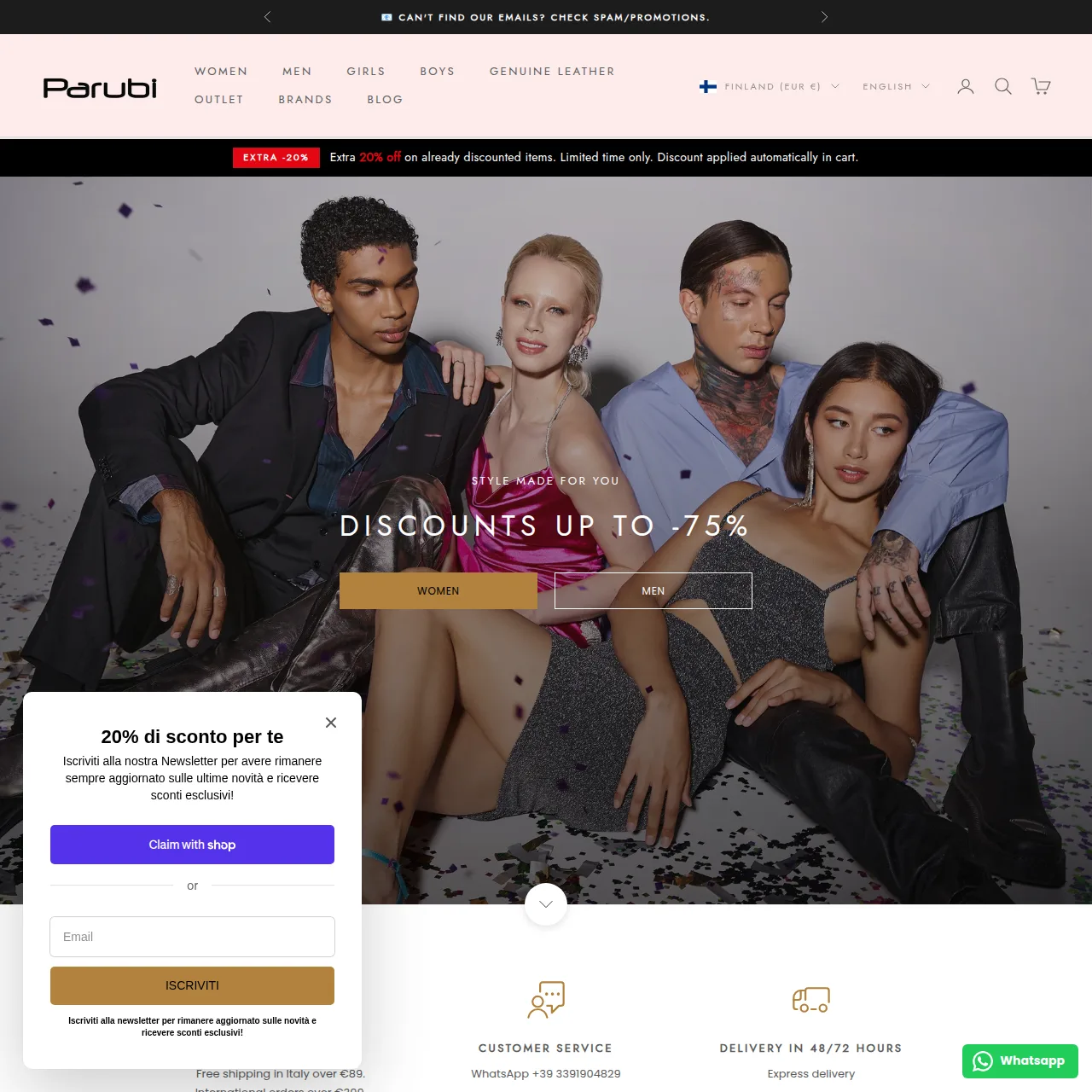 Parubistore: ecommerce Shopify per il settore moda